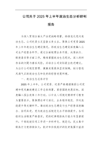 公司关于2025年上半年政治生态分析研判报告