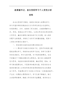 县委副书记县长党校学习个人党性分析材料