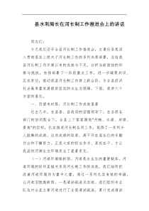 县水利局长在河长制工作推进会上的讲话