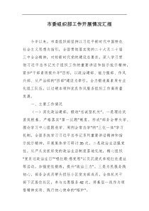 市委组织部工作开展情况汇报