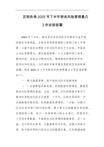 区税务局2025年下半年税收风险管理重点工作安排部署