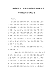 县委副书记县长在县委全会暨全县经济工作会议上的总结讲话