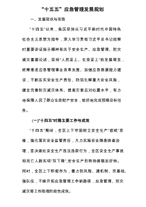 “十五五”应急管理发展规划