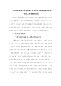2024年市统计局党组落实全面从严治党主体责任和第一责任人责任情况报告