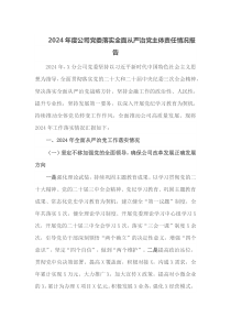 2024年度公司党委落实全面从严治党主体责任情况报告