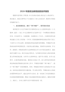 2024年度政治表现自查自评报告