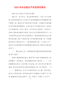 2025市长全面从严治党责任报告