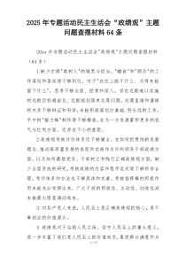 2025年专题活动民主生活会“政绩观”主题问题查摆材料64条