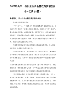 2025年两学一做民主生活会整改落实情况报告（优质18篇）