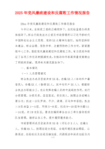 2025年党风廉政建设和反腐败工作情况报告