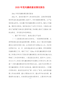2025年党风廉政建设情况报告