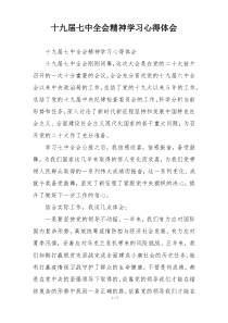 十九届七中全会精神学习心得体会