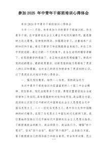 参加2025 年中青年干部班培训心得体会