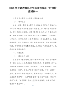 2025年主题教育民主生活会领导班子对照检查材料一