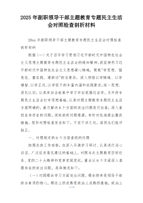 2025年副职领导干部主题教育专题民主生活会对照检查剖析材料