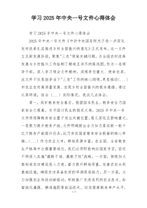学习2025年中央一号文件心得体会