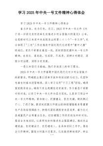 学习2025年中央一号文件精神心得体会