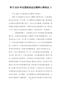学习2025年全国政协会议精神心得体会