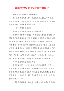 2025年度纪委书记述责述廉报告