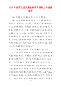 2025年度落实党风廉政建设责任制工作情况报告