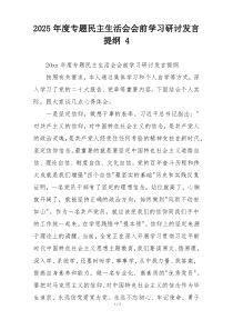 2025年度专题民主生活会会前学习研讨发言提纲 4