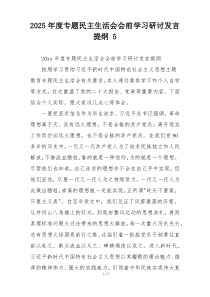 2025年度专题民主生活会会前学习研讨发言提纲 5