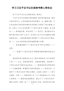 学习习近平总书记在湖南考察心得体会