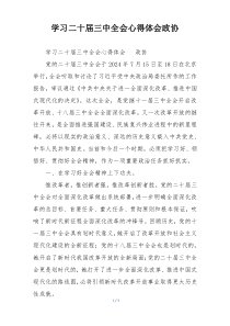 学习二十届三中全会心得体会政协