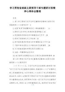 学习贯彻省部级主要领导干部专题研讨班精神心得体会整理