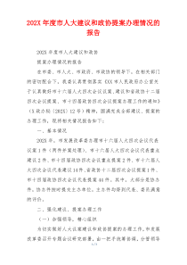 202X年度市人大建议和政协提案办理情况的报告