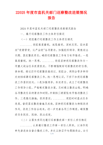 22025年度市直机关部门巡察整改进展情况报告