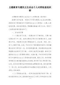 主题教育专题民主生活会个人对照检查组织部
