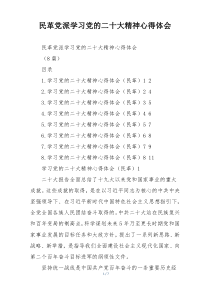 民革党派学习党的二十大精神心得体会