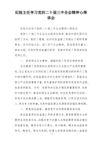 纪检主任学习党的二十届三中全会精神心得体会