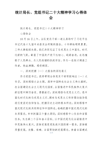 统计局长、党组书记二十大精神学习心得体会
