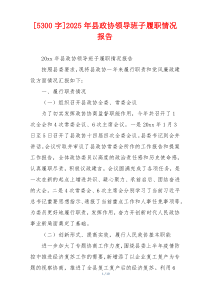 [5300字]2025年县政协领导班子履职情况报告