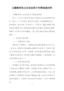主题教育民主生活会班子对照检查材料