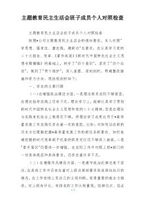 主题教育民主生活会班子成员个人对照检查