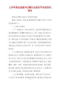 上半年国企党委书记履行全面从严治党责任报告
