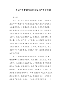 书记在县委政协工作会议上的讲话提纲