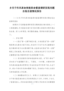乡关于作风革命效能革命督查调研发现问题自检自查情况报告