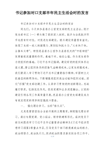 书记参加对口支部半年民主生活会时的发言