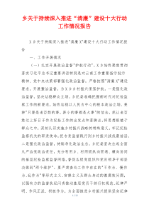 乡关于持续深入推进“清廉”建设十大行动工作情况报告