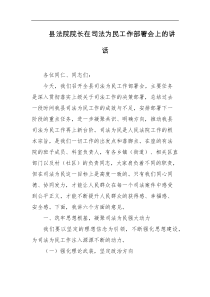 县法院院长在司法为民工作部署会上的讲话