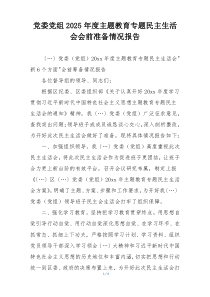 党委党组2025年度主题教育专题民主生活会会前准备情况报告