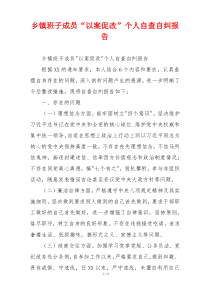 乡镇班子成员“以案促改”个人自查自纠报告
