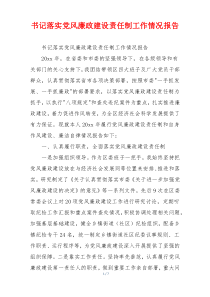 书记落实党风廉政建设责任制工作情况报告