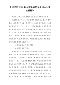 党组书记2025年主题教育民主生活会对照检查材料