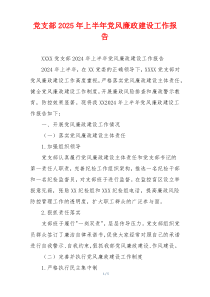 党支部2025年上半年党风廉政建设工作报告
