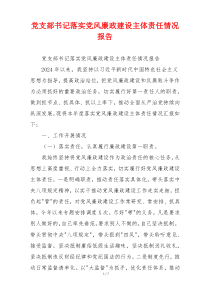 党支部书记落实党风廉政建设主体责任情况报告